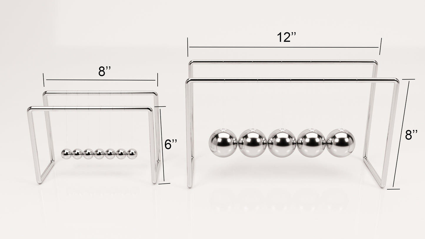 Newton's Cradle: Elegant Steel Minimalist Design. Office/Home Desk Decor (Newton Balls)