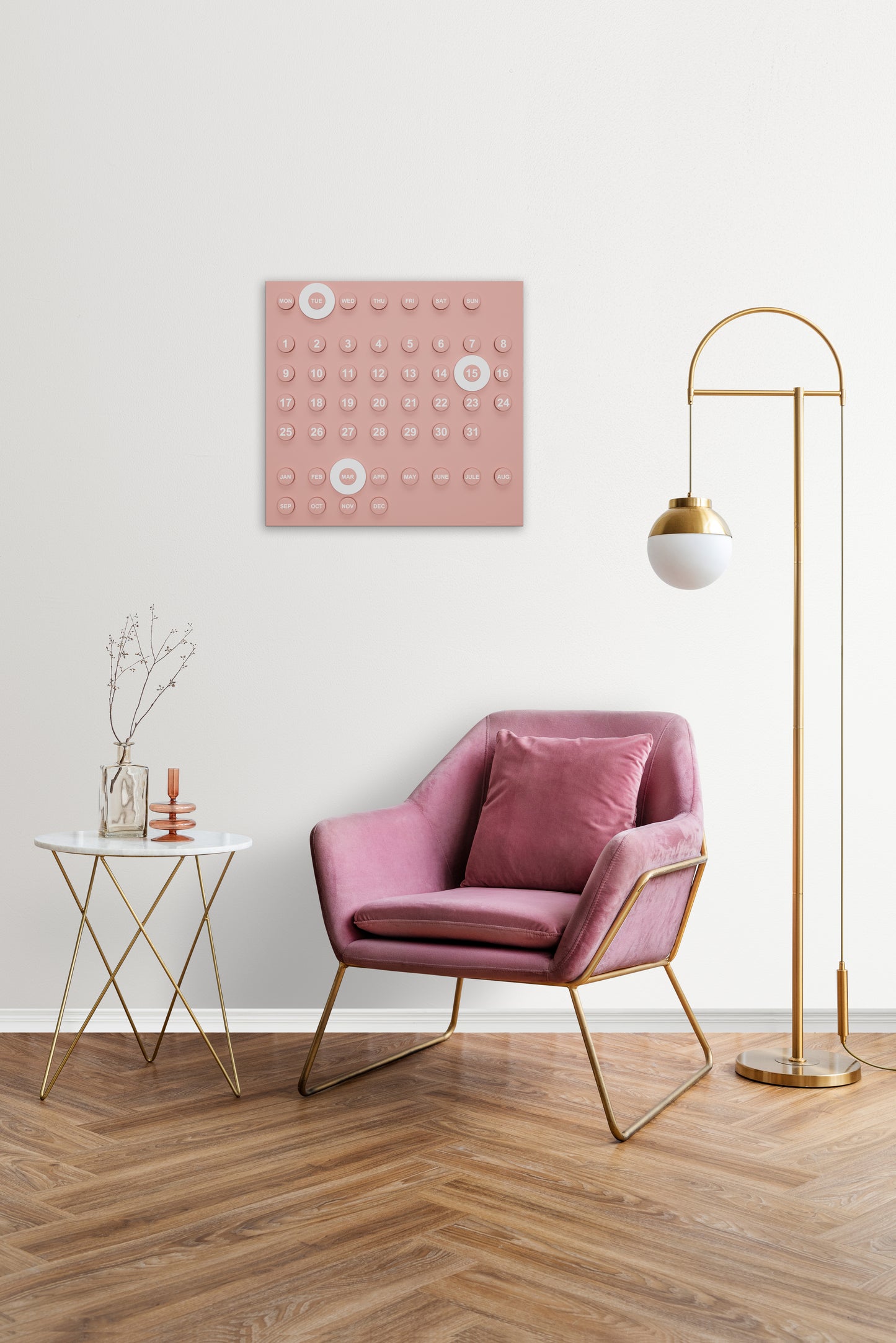Wall Calendar Wooden Retro Design