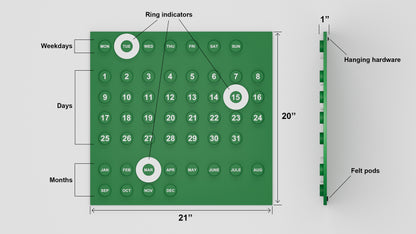 Wall Calendar Wooden Retro Design