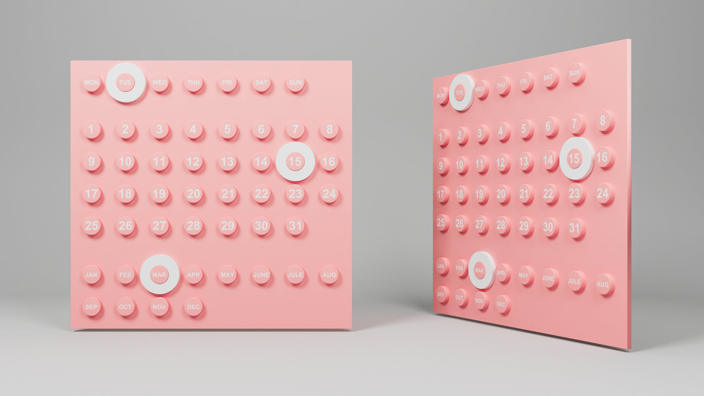 Wall Calendar Wooden Retro Design